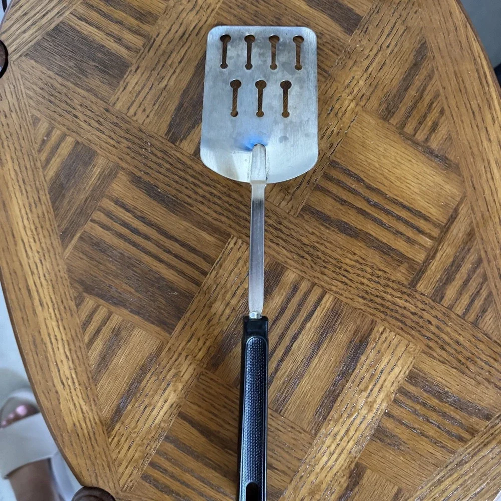 Vintage Ekco Metal Slotted Spatula Flipper‎ Turner Black Plastic Nylon Handle - Picture 2 of 7
